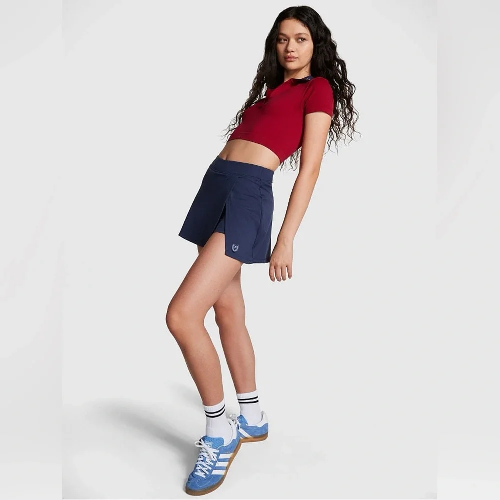 PINK Victorias Secret Midnight Navy Blue Ultimate Wrap Skort Size Large NWT